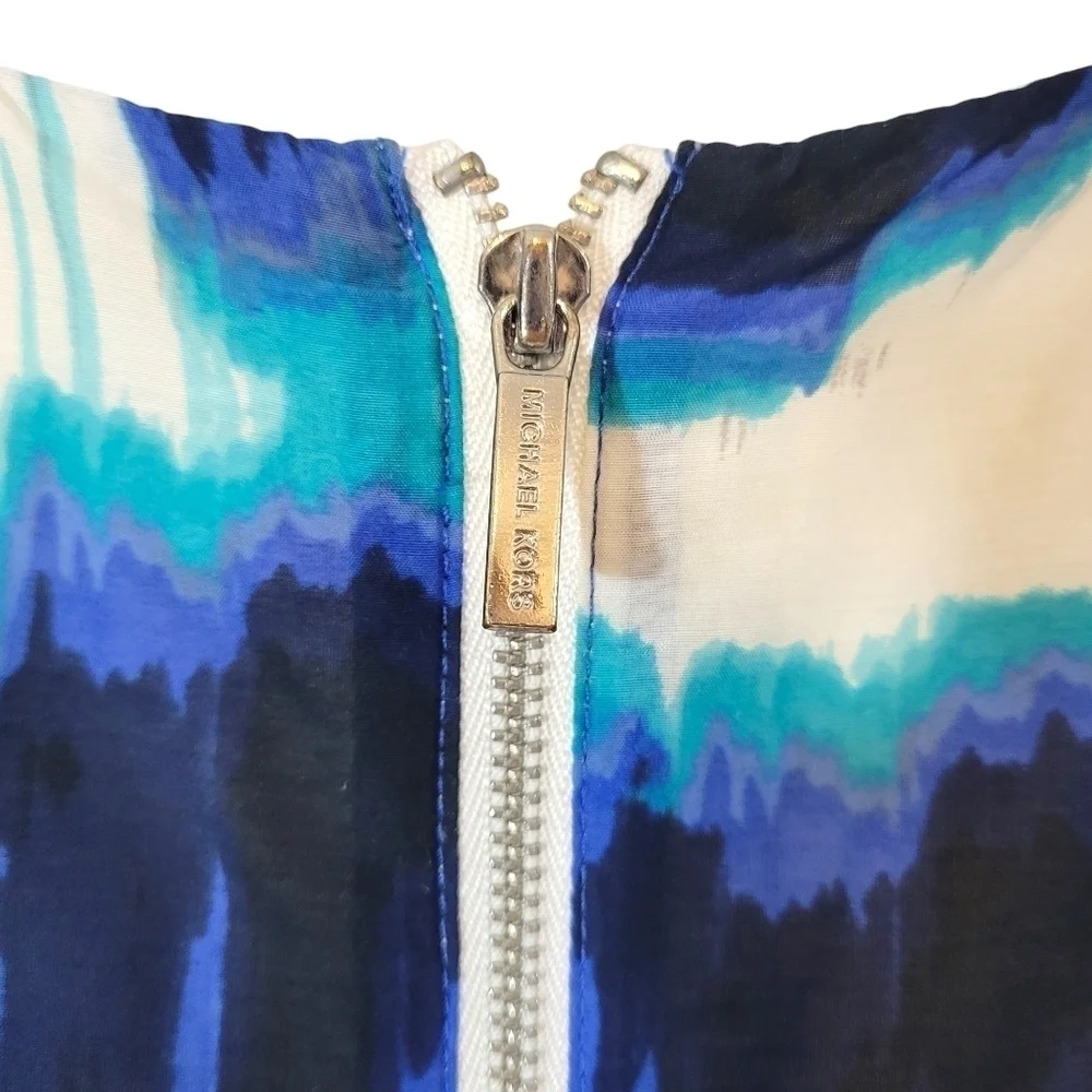 Michael Kors Blue Watercolor Silk Sheath Dress
